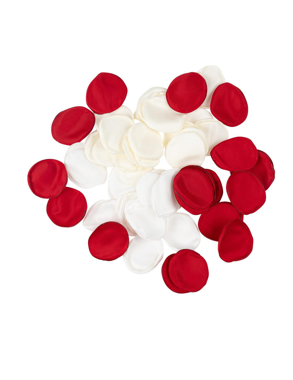 60 pétalos de satén marfil blanco y rojo 3,5 cm