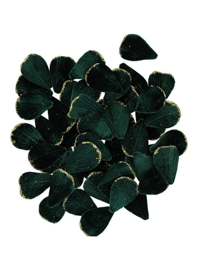 60 pétalos terciopelo verde oscuro y oro 3 x 5 cm
