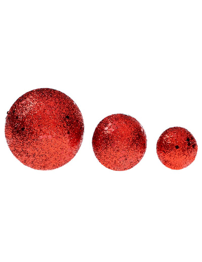 7 bolas con purpurina rojas de 3,5 a 6,5 cm