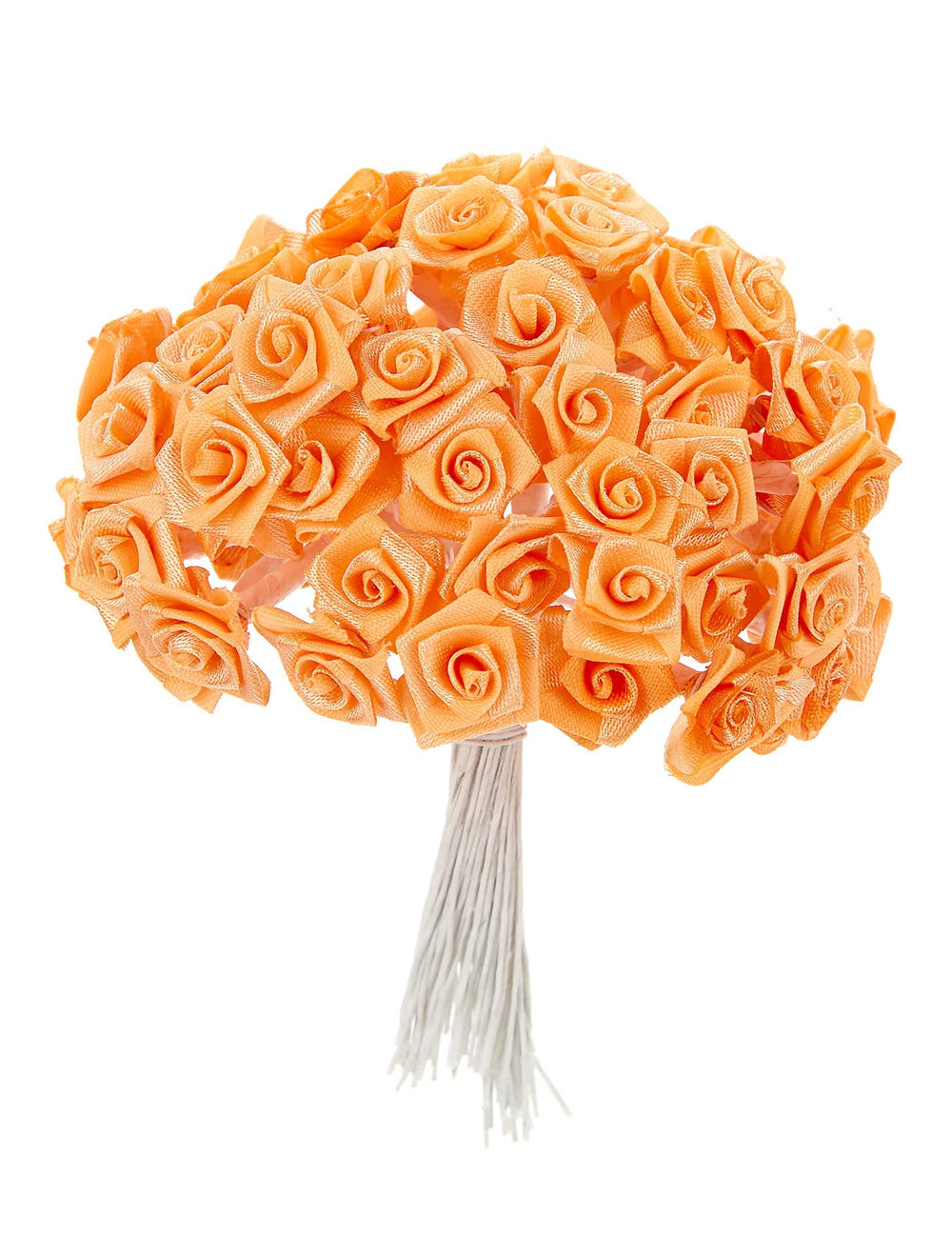 Mini rosas de satén en tallos para decoración color melocotón