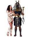 Disfraz de pareja momia y Anubis para adultos