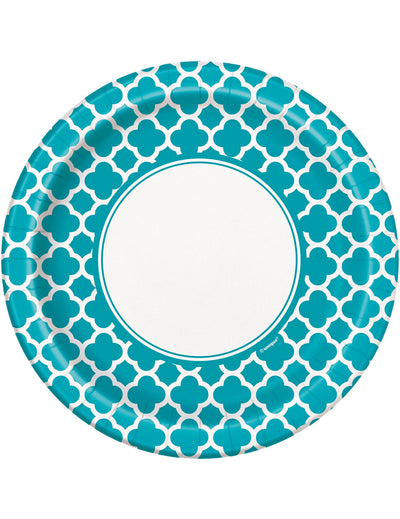 8 platos de cartón Grafik turquesa 22 cm