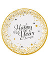 Assiettes en carton Happy New Year pour fête blanc et doré