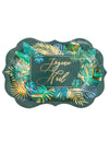 Assiettes en carton jungle joyeux Noël vert et or avec bords ciselés