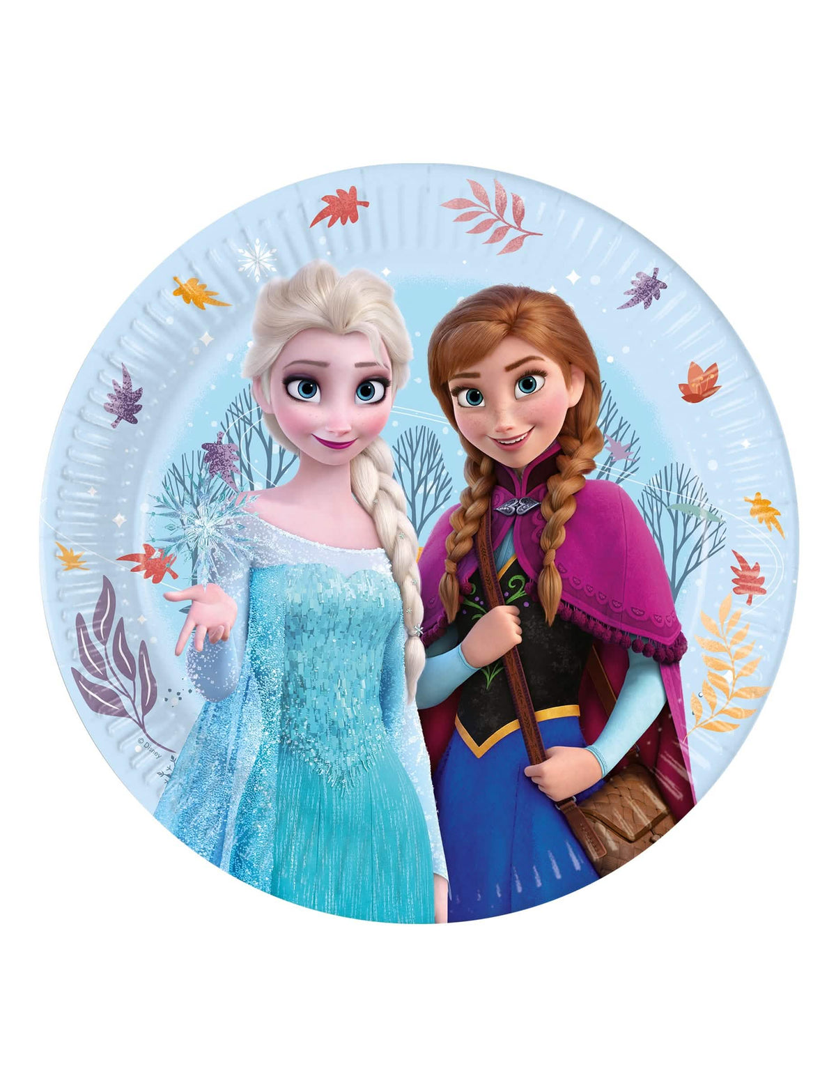platos de cartón Frozen Idyllic Wonder para niño azul claro con Anna y Elsa