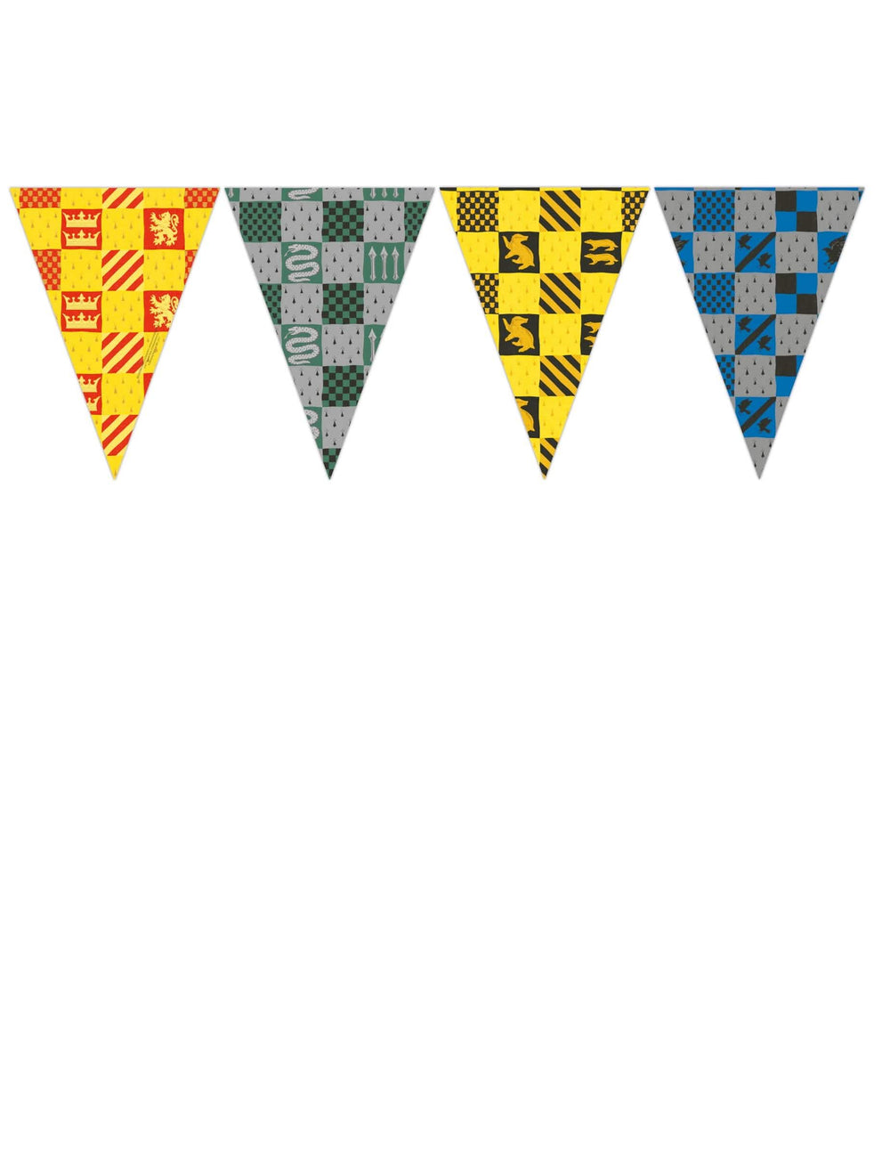 Guirnalda de banderines de papel Hogwarts Harry Potter multicolor con los colores de las 4 casas