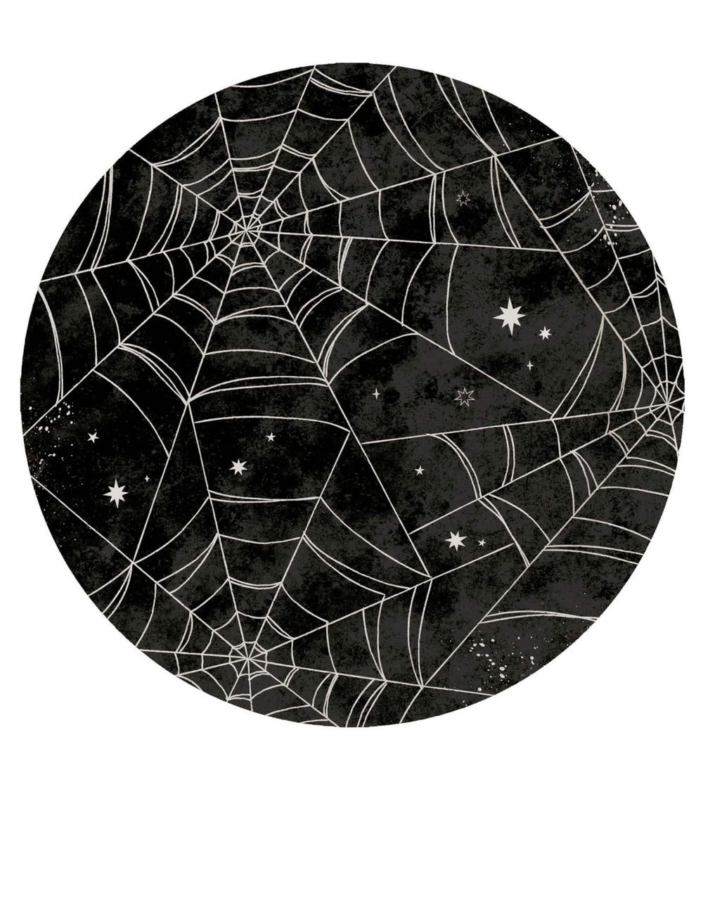 Assiettes en carton toile d'araignée pour Halloween noir et blanc avec étoiles