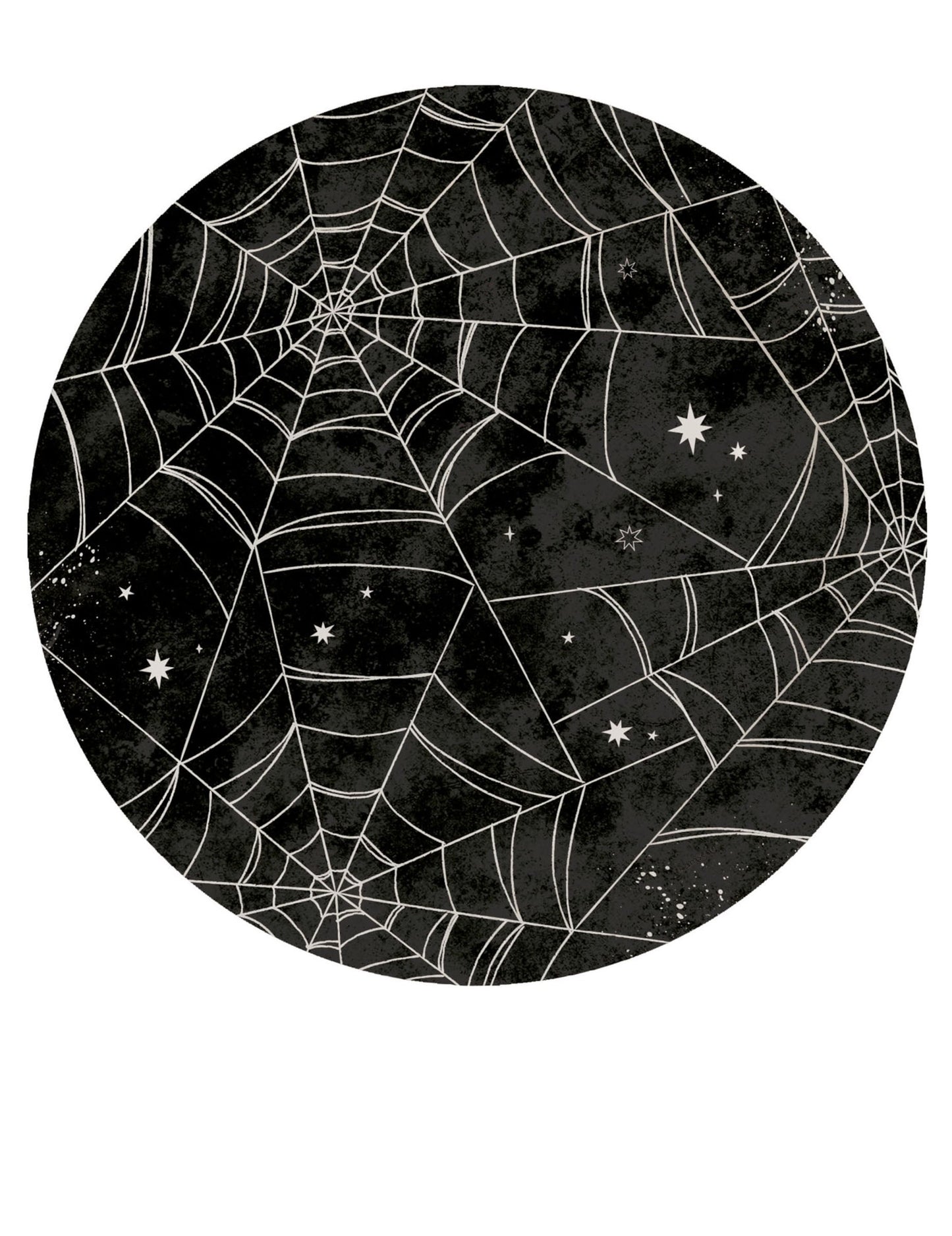 Assiettes en carton toile d'araignée pour Halloween noir et blanc avec étoiles