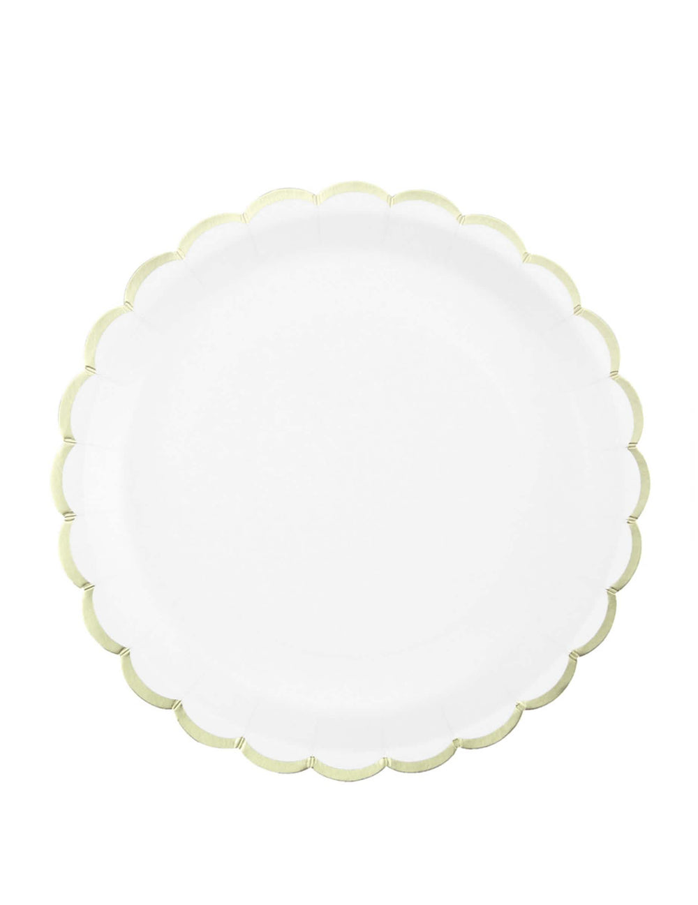 Assiettes en carton festonnées pour fête blanches et or