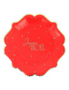 8 platos Feliz Navidad atemporal rojo y dorado 23 cm