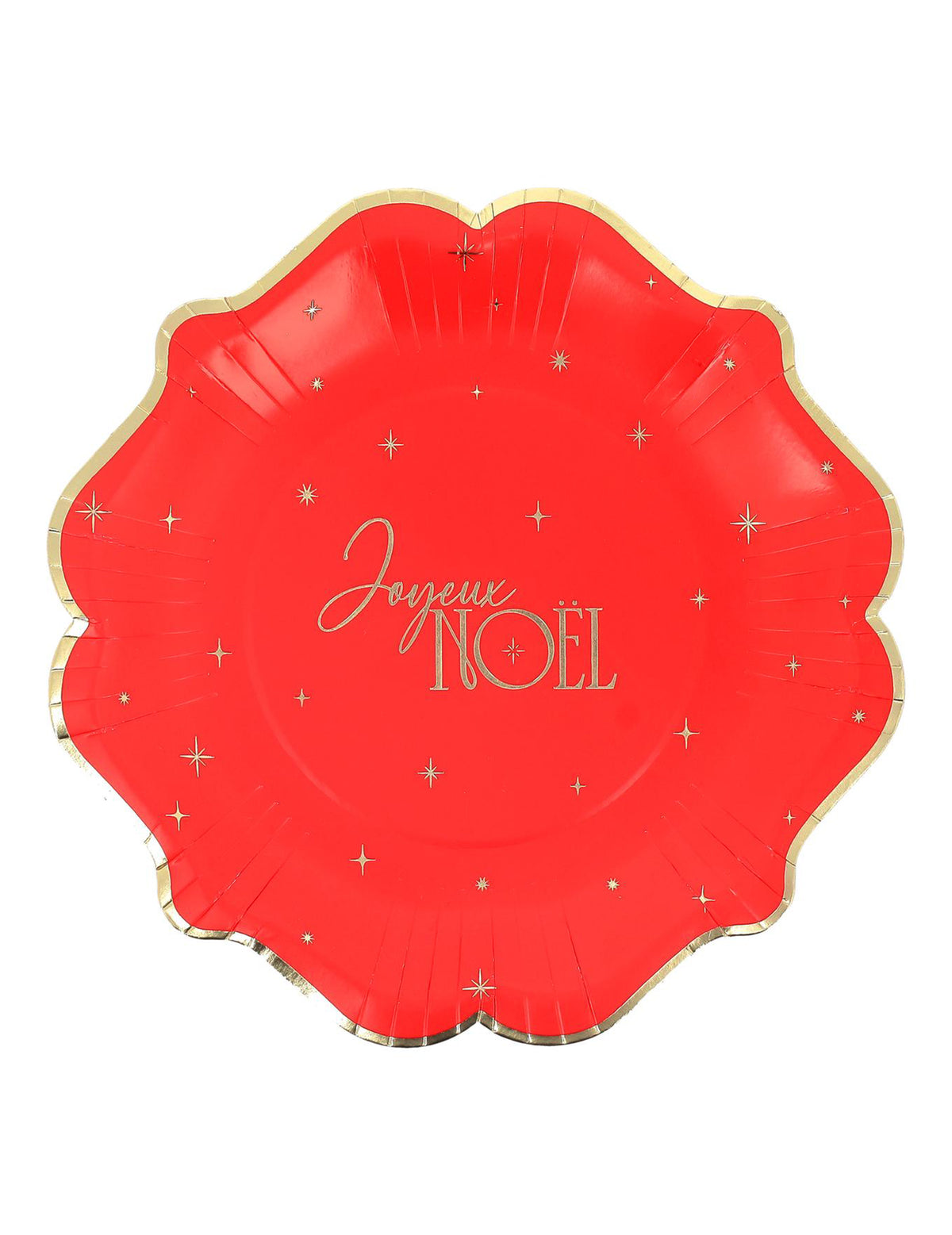 8 platos Feliz Navidad atemporal rojo y dorado 23 cm