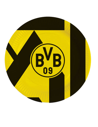 8 Platos de papel redondos Borussia Dortmund 23 cm	