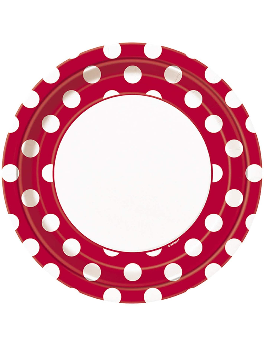 platos de cartón rojos con lunares blancos para fiesta