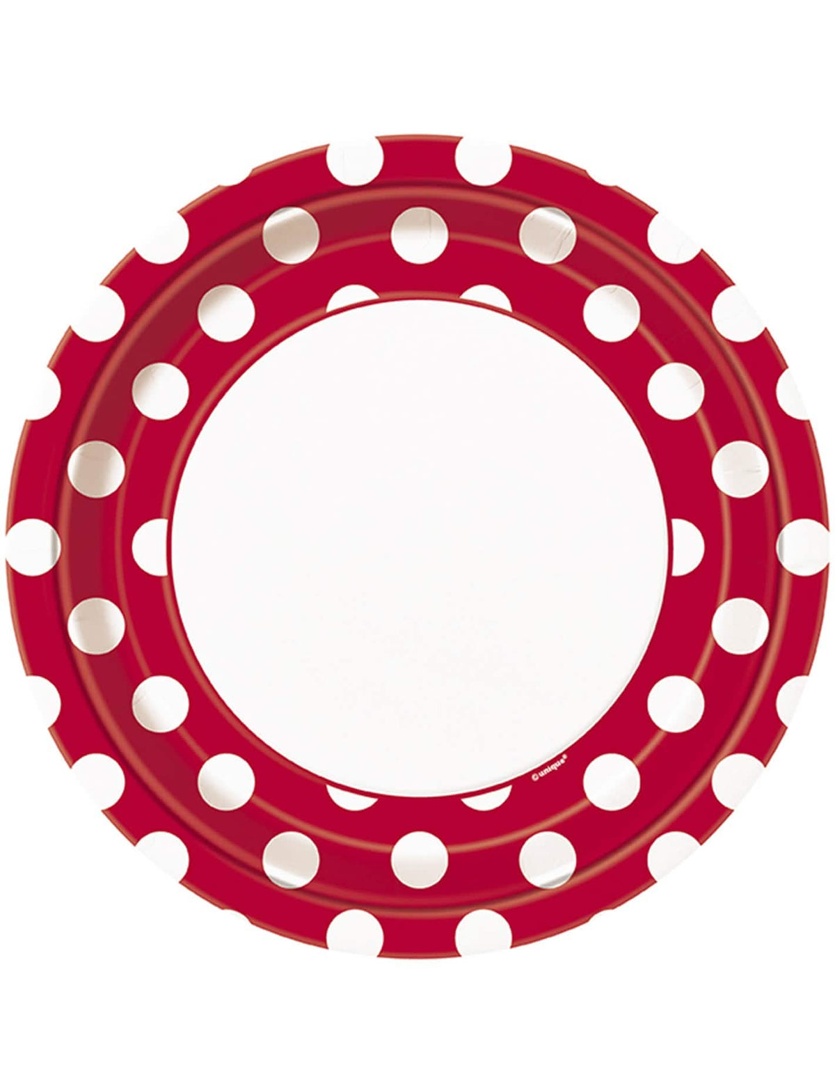 platos de cartón rojos con lunares blancos para fiesta