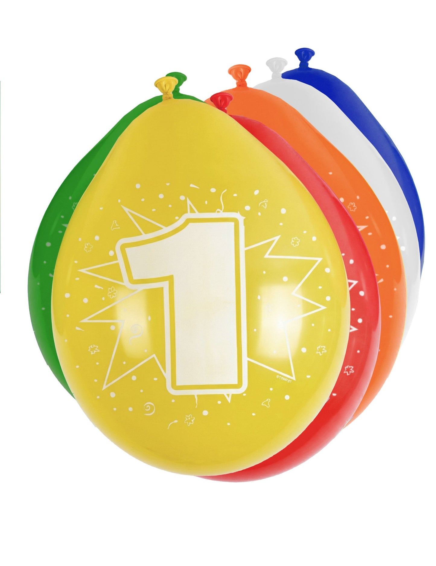 8 ballons chiffre 1 pour anniversaire multicolores