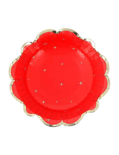 8 cuencos Navidad atemporal rojo y dorado 13,5 cm