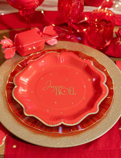 8 cuencos Navidad atemporal rojo y dorado 13,5 cm