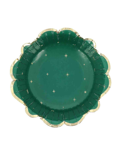 8 cuencos Navidad atemporal verde inglés y dorado 13,5 cm