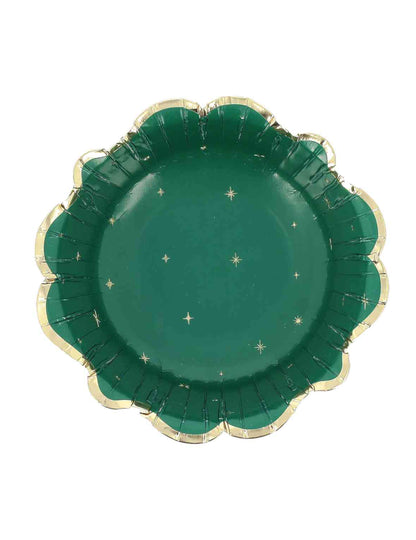 8 cuencos Navidad atemporal verde inglés y dorado 13,5 cm