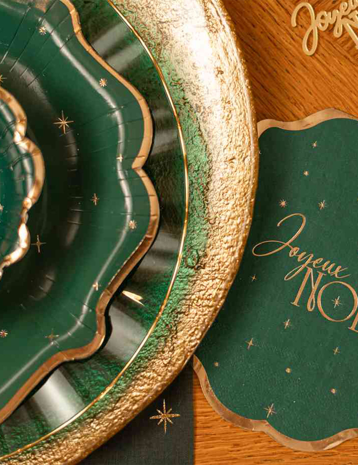8 cuencos Navidad atemporal verde inglés y dorado 13,5 cm