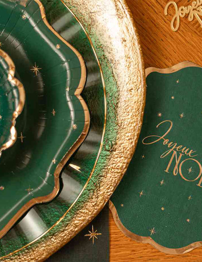 8 cuencos Navidad atemporal verde inglés y dorado 13,5 cm