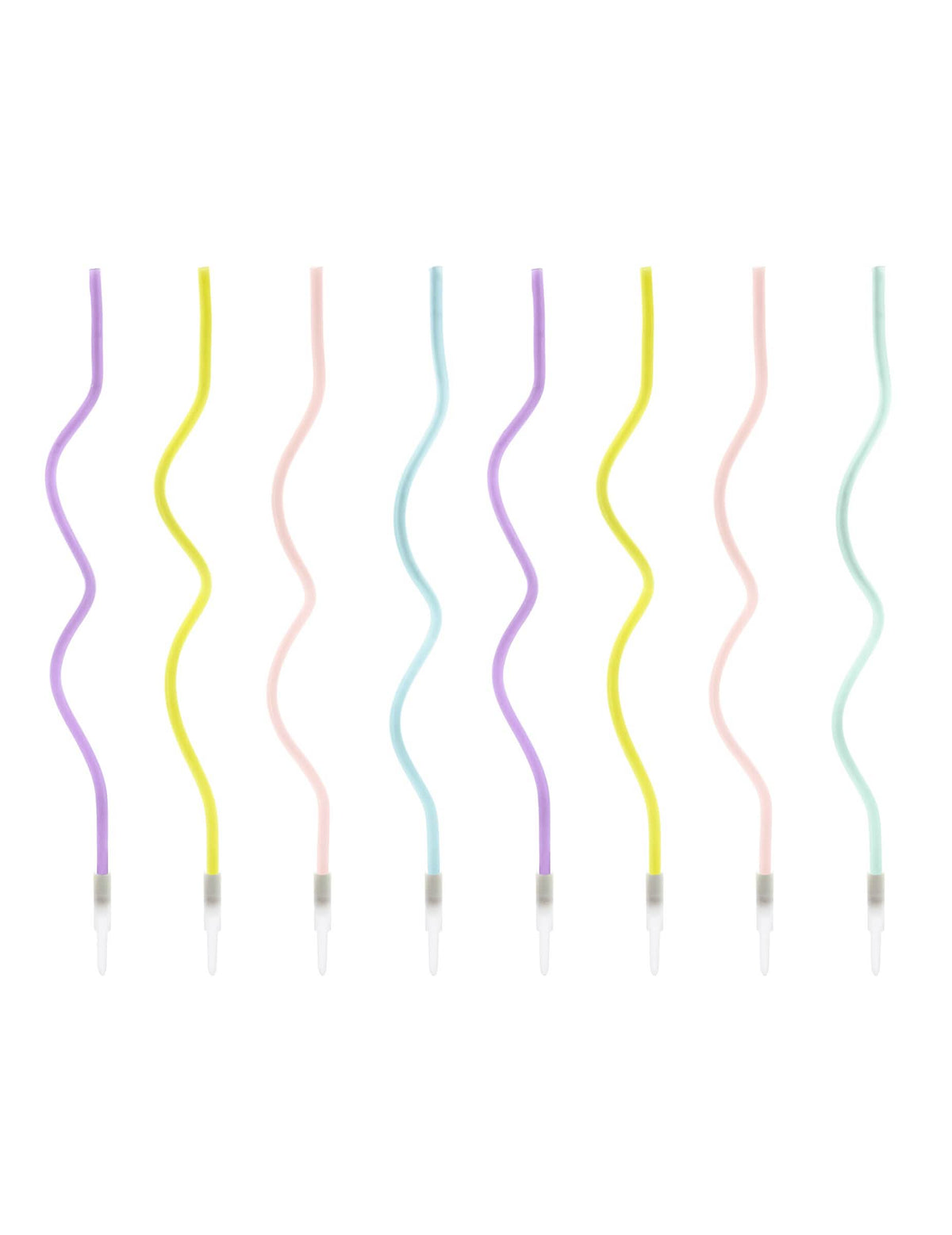 8 bougies spirales pastel pour fête multicolores avec bobèches