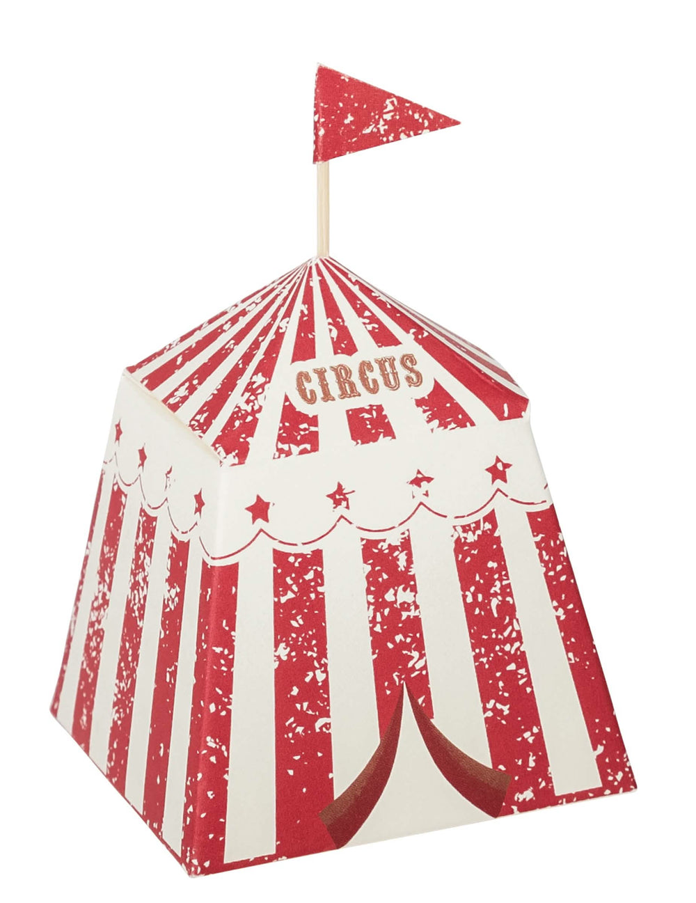 Contenant chapiteau de cirque vintage pour fête rouge et blanc en papier