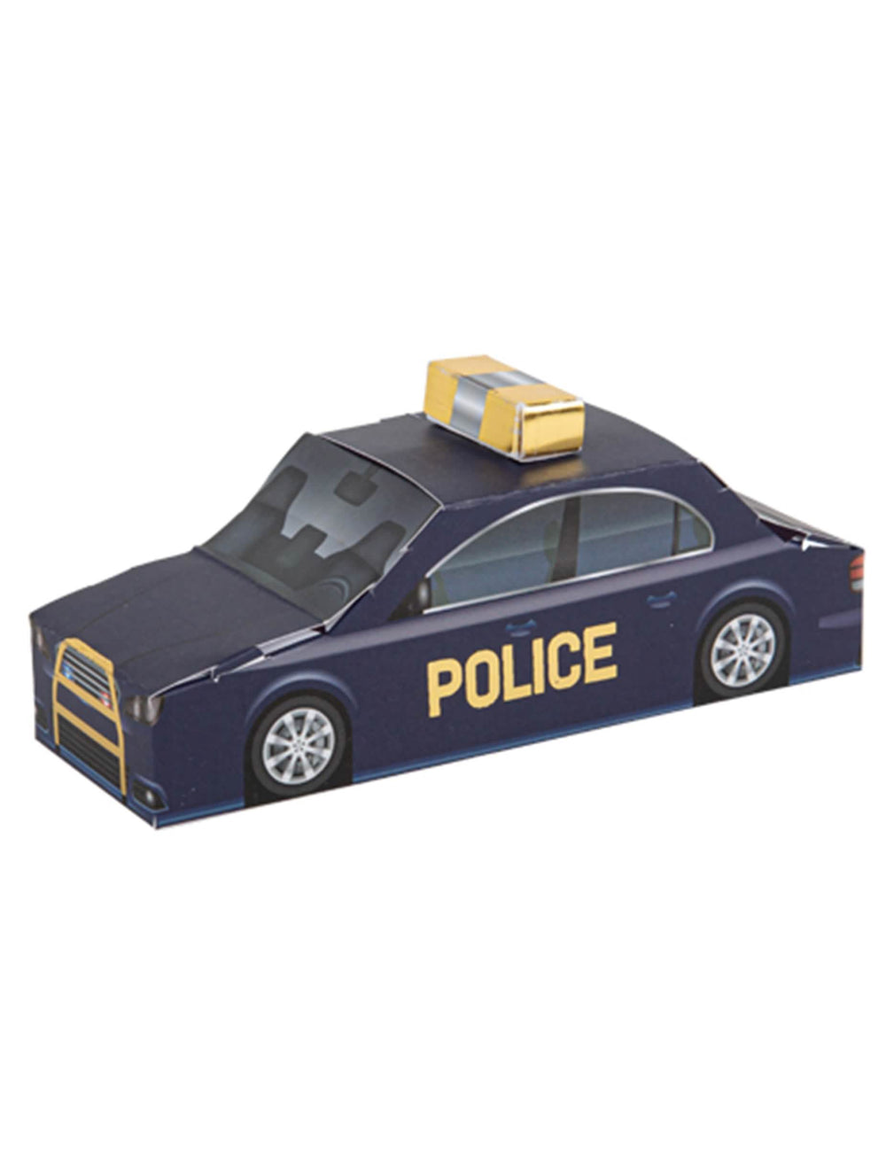 Contenant voiture de police pour enfant bleu marine et jaune