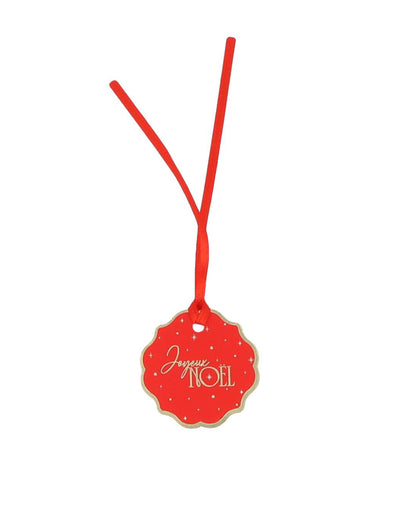8 etiquetas Feliz Navidad atemporal rojo y oro 4,5 cm