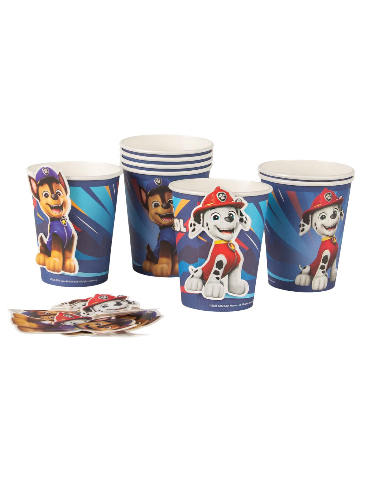 8 Vasos de cartón azules Patrulla Canina™ 250 ml