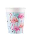 Gobelets en carton flamants colorés pour fête rose et bleu compostables