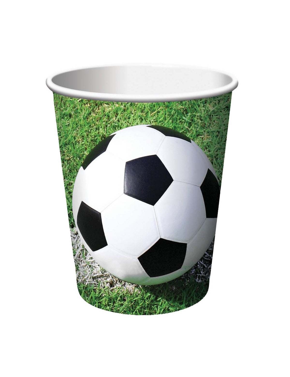 Gobelets en carton football pour fête vert et blanc avec motif ballon