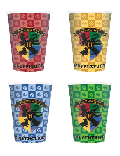 8 Vasos de cartón Harry Potter™ Casas 266 ml