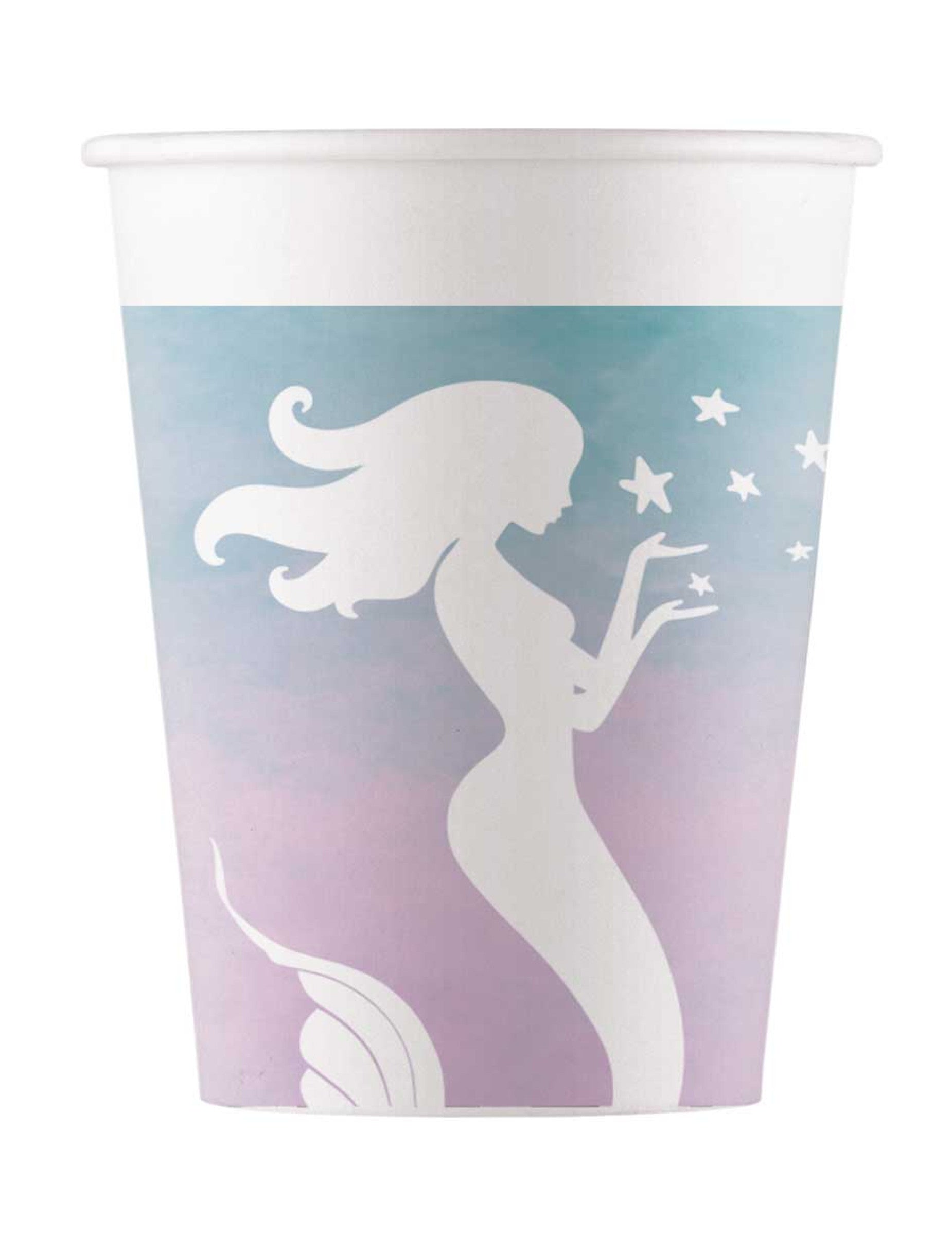 Gobelets en carton sirène élégante pour enfant bleu et rose