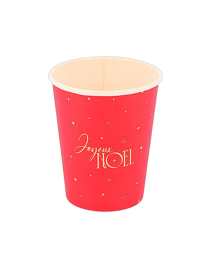 8 vasos Feliz Navidad atemporal rojo y dorado 25,5 cl