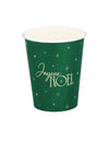8 vasos Feliz Navidad atemporal verde inglés y dorado 25,5 cl