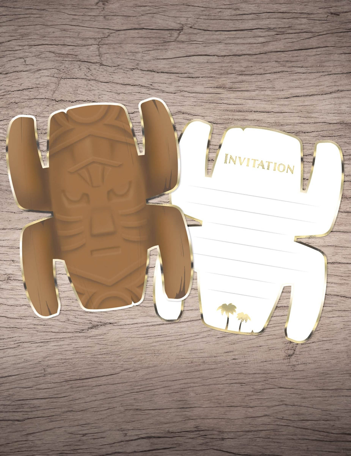 Invitations totem aventurier marron et doré