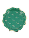 8 platos pequeños Feliz Navidad atemporal verde inglés y dorado 18 cm