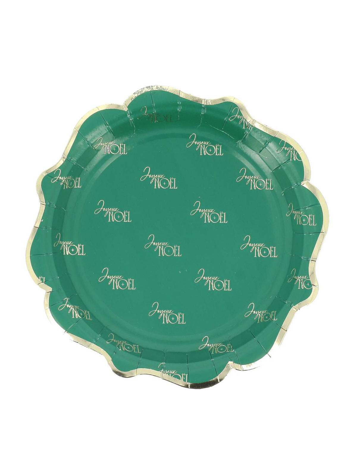 8 platos pequeños Feliz Navidad atemporal verde inglés y dorado 18 cm