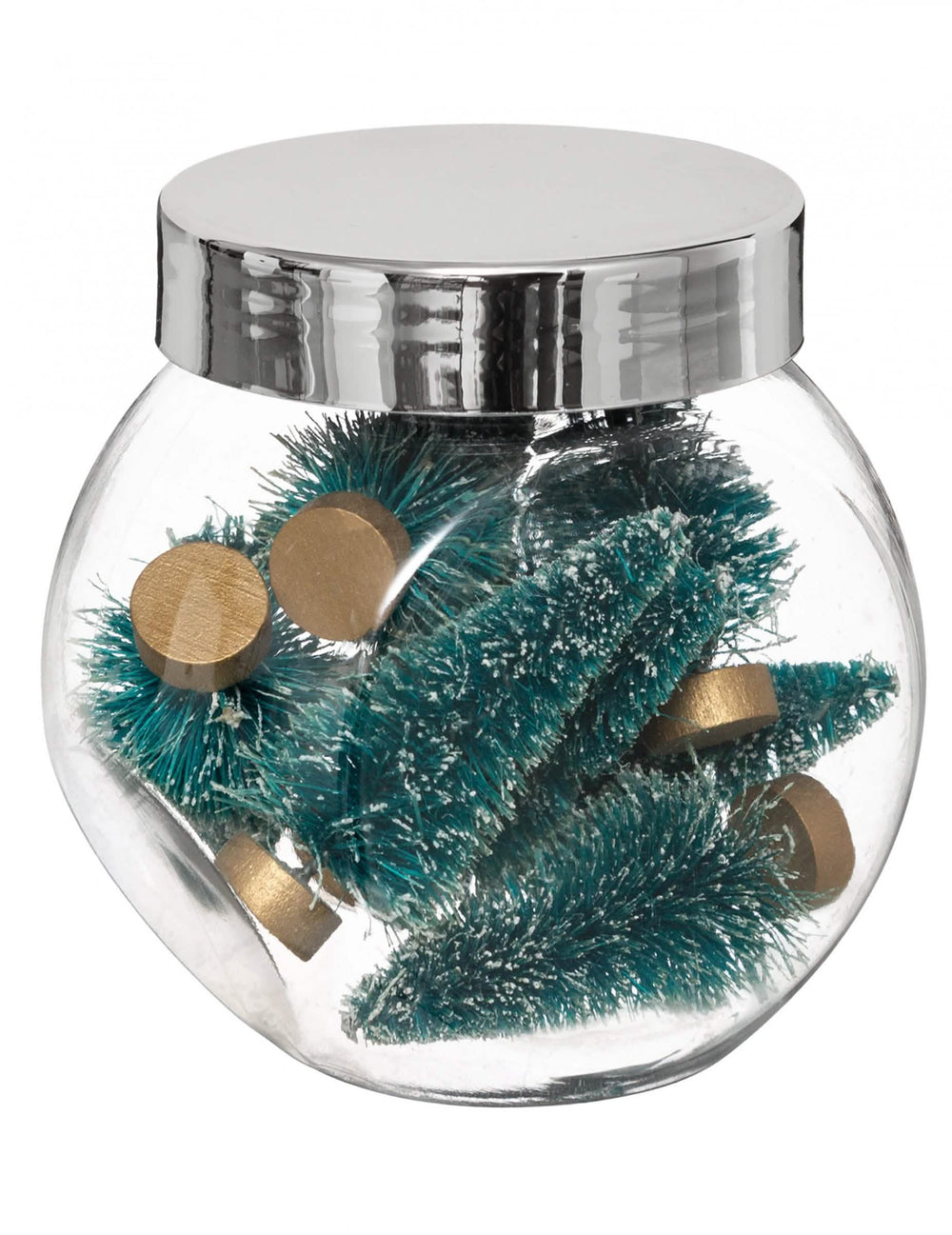 Decoraciones de árboles de navidad para fiesta verde con base dorada