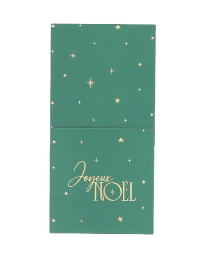 8 portacubiertos Feliz Navidad atemporal verde inglés y oro 10 x 20 cm
