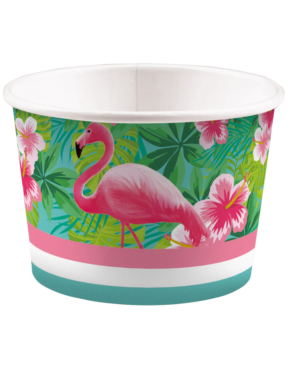 Pot à glace Flamingo Paradise multicolore en carton avec imprimé flamant rose et fleurs tropicales