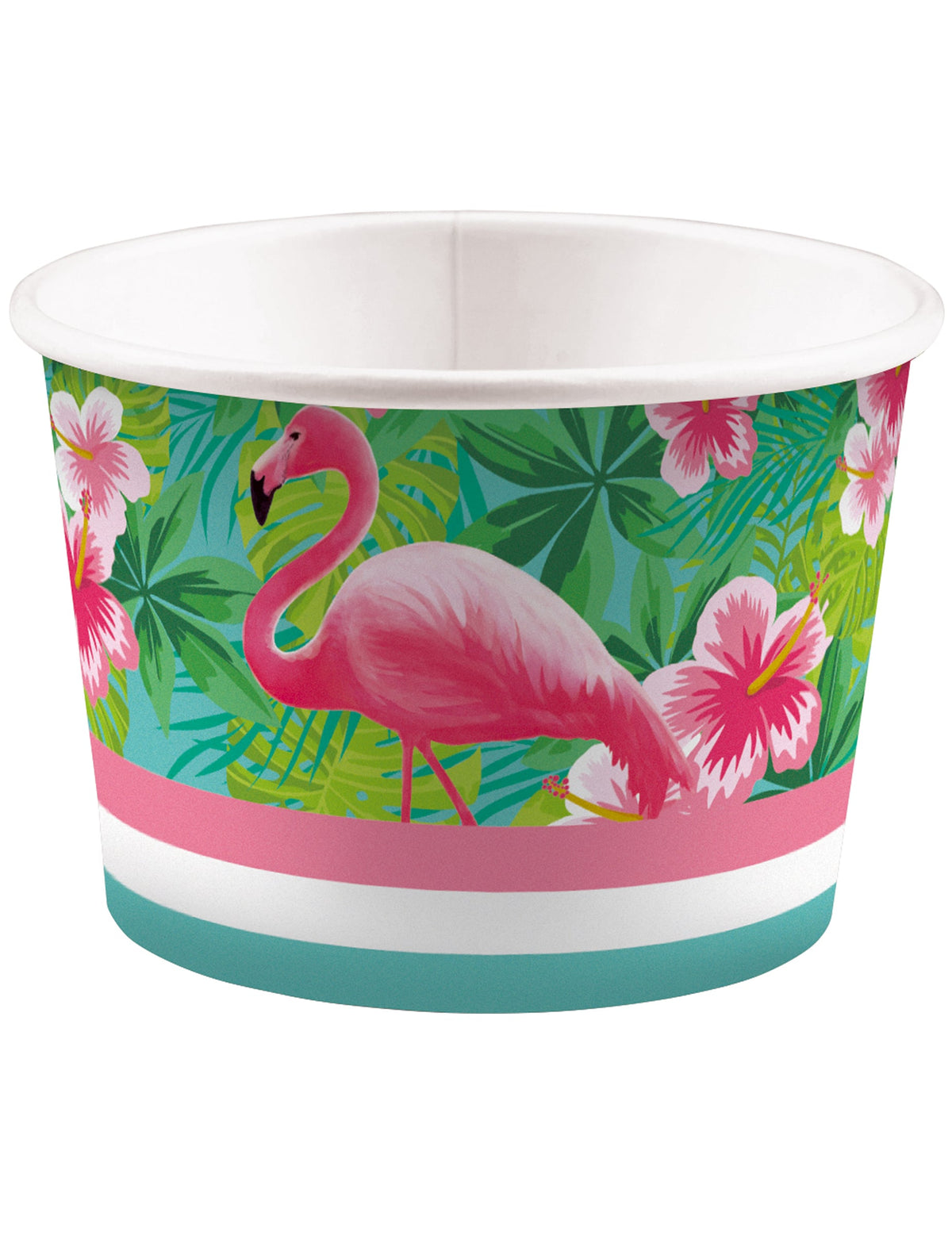 Pot à glace Flamingo Paradise multicolore en carton avec imprimé flamant rose et fleurs tropicales