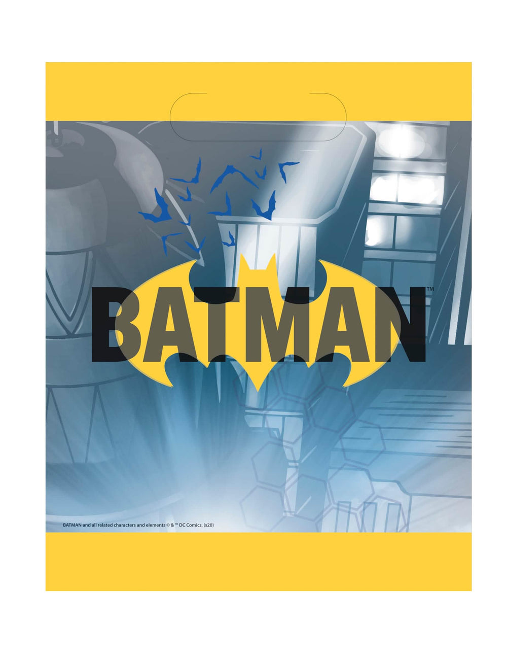 Bolsas de fiesta Batman para niño amarillo y azul con logo