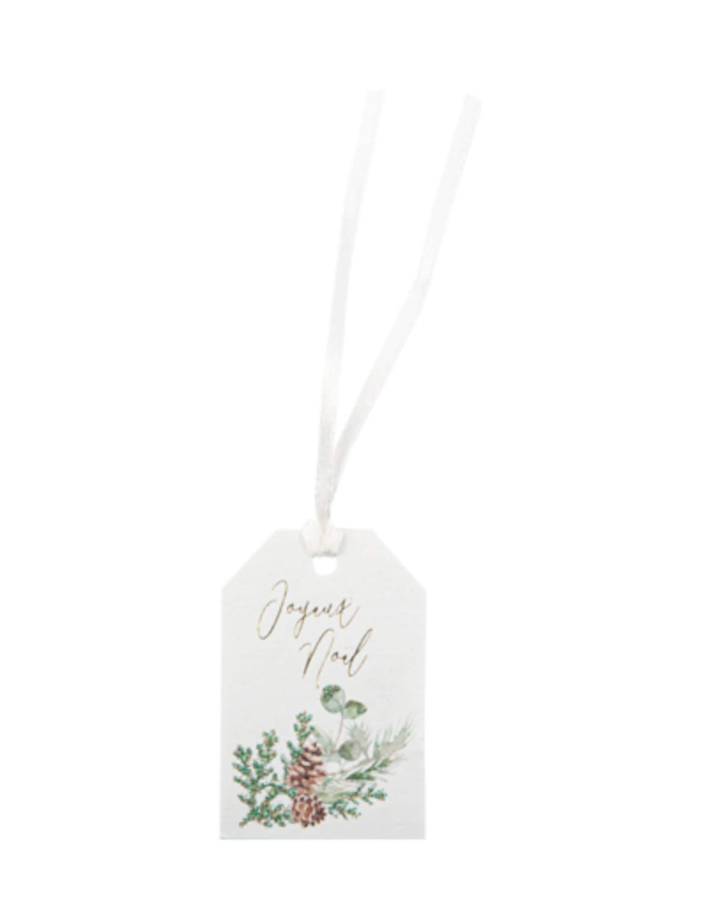 Étiquettes Joyeux Noël forêt enchantée pour fête blanches avec motif végétal et ruban