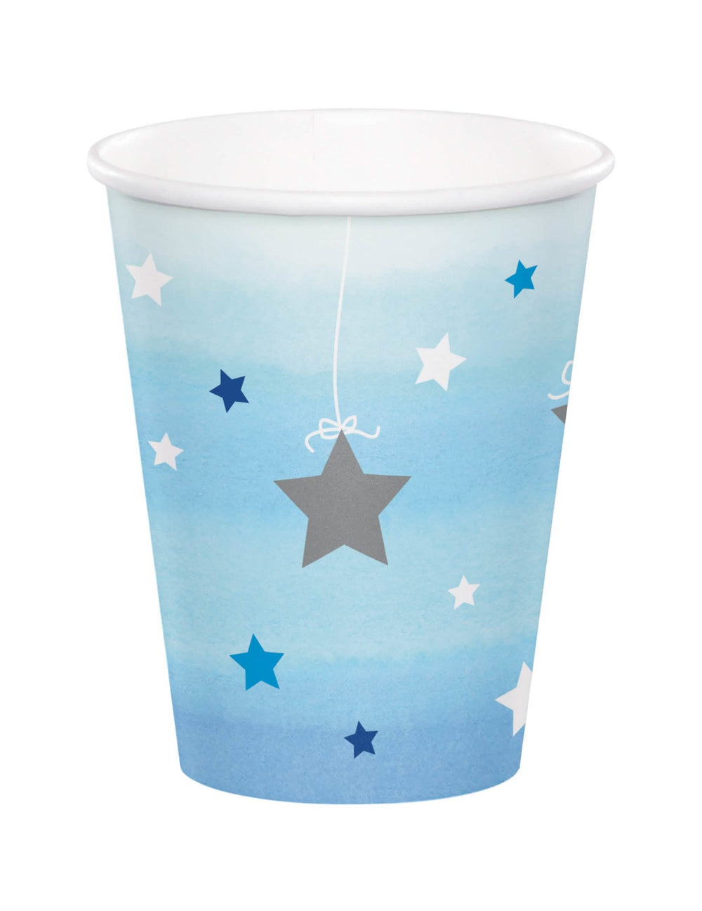 Vasos de cartón One Little Star para cumpleaños azules con estrellas
