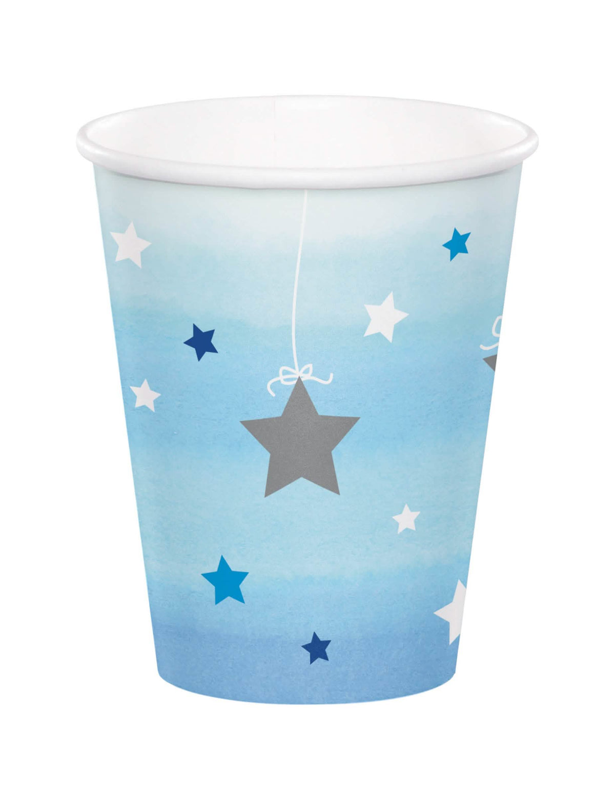 Vasos de cartón One Little Star para cumpleaños azules con estrellas
