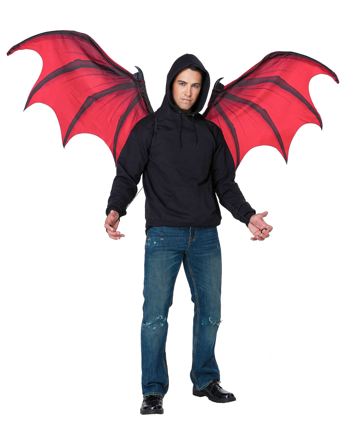 Alas de demonio gigantes rojas y negras para adultos