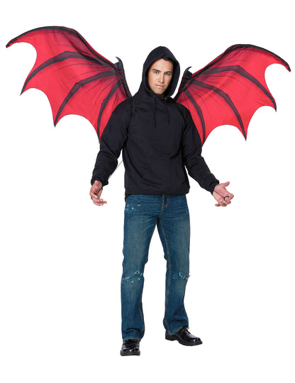 Alas de demonio gigantes rojas y negras para adultos