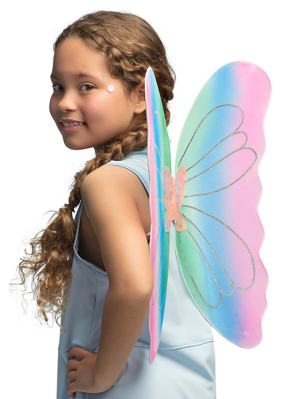 Ailes de papillon pour enfant multicolores avec paillettes argentées